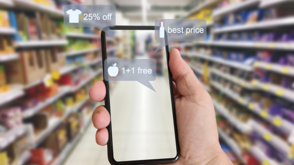 Image of person shopping in store though their mobile 